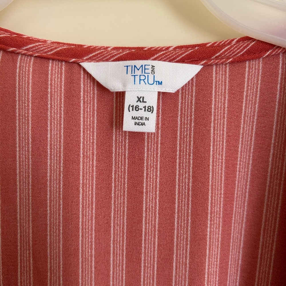 Time and Tru Coral Striped Midi Dress XL